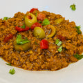 Easy Puerto Rican picadillo made with Domestic Gourmet annatto oil